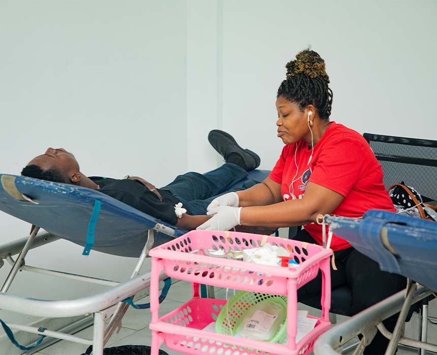 Prudential Bank Staff Donating Blood to Support National Blood Bank